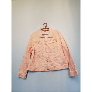 Platinum Chicos 3 Womens 16 Denim Jacket Orange Studded Button Up Spring Summer